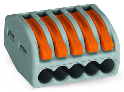 WAGO Compact 5 Way Connector Terminal Block Grey and Orange (Pack of 40)